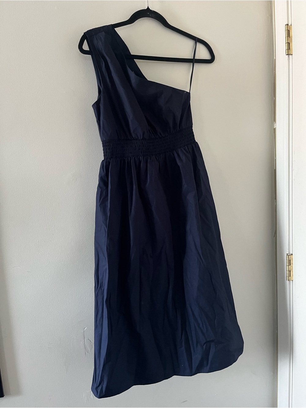 Banana Republic Navy Blue One Shoulder 100% Cotton Poplin Midi Dress Small Beach
